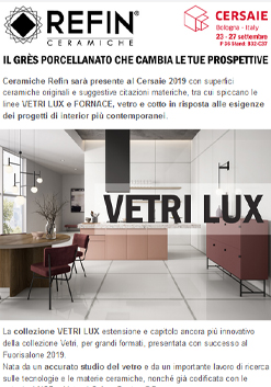 Scopri di più sull'articolo Vetri Lux e Fornace, le nuove collezioni Refin Ceramiche