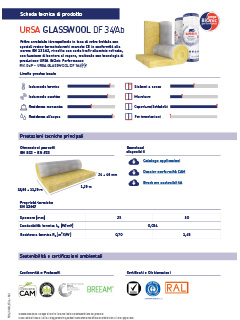 Scheda tecnica URSA GLASSWOOL DF 34 Ab