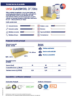 Scheda tecnica URSA GLASSWOOL DF 39 Ab