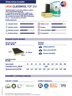Scheda tecnica URSA GLASSWOOL FDP 3 Vr
